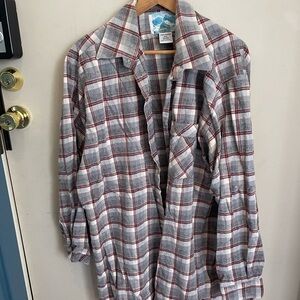 Gray & Red Plaid vintage flannel - Classic Button-Up